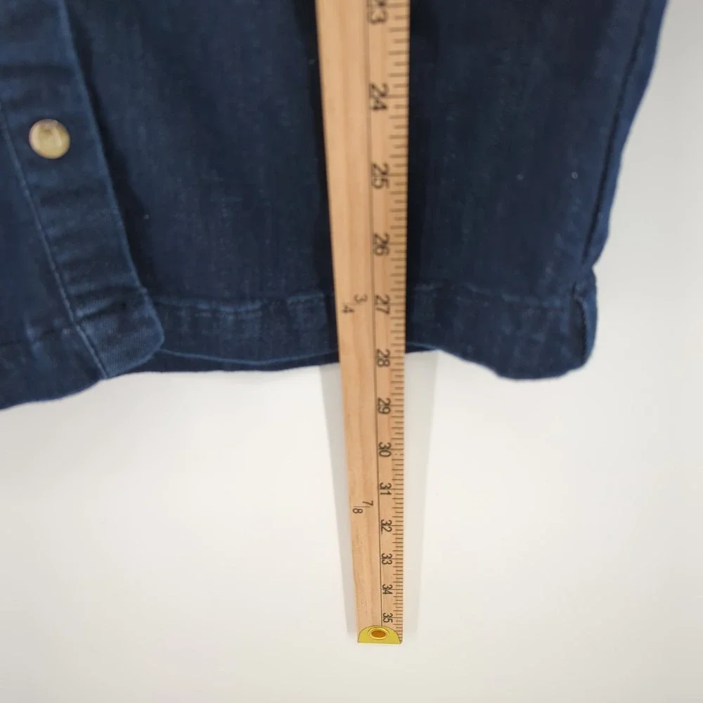 Seven For All Mankind Girls Dress Medium Dark Blue Denim Long Sleeve Button Snap
